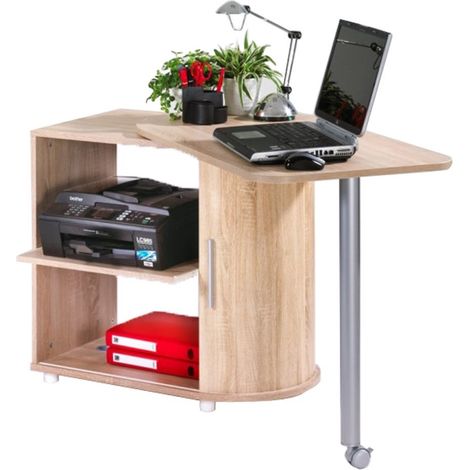 Bureau avec plateau pivotant et rangement bois clair Kool 105cm (1/4)
