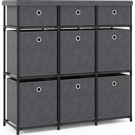 Funzionale cassettiera a 9 cassetti 87 x 29 x 84 cm stile moderno ed elegante metallo nero 200011567