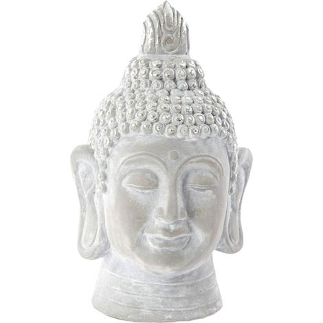 Statue en fibre de verre Bouddha gris 32 cm