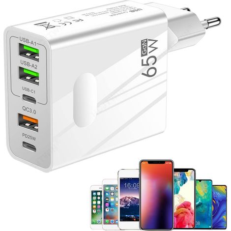 Chargeur 65W Charge Prise Chargeur RapiUSB C, Adaptateur d'alimentation pour Ordinateur Portable Station Charge Rapipour commutateur, écouteur (1/5)