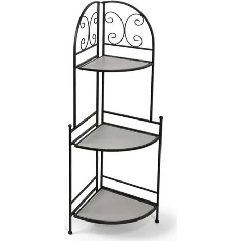 Set de 2 estanterías angulares de metal con 3 estantes 35x35x122