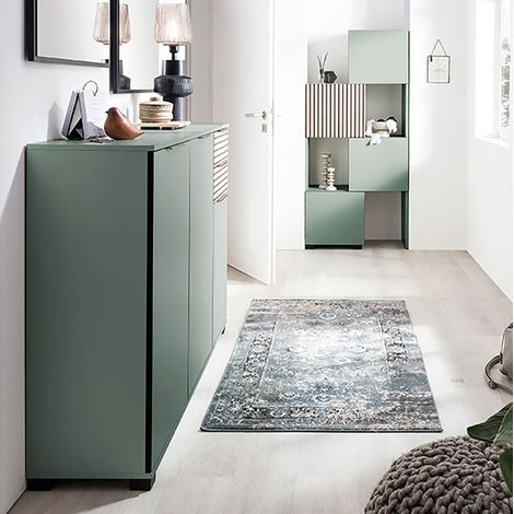 Garderoben Set 2-teilig modern in grün mit Eiche Natur ALTAMURA-80 (1/5)