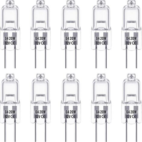 Paquet de 10，Ampoules Halogènes G4 12V 20W - Blanc Chaud 2800K - Gradables