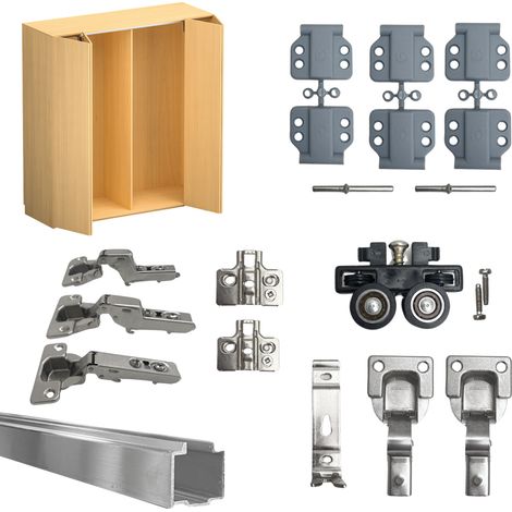 Kit de Quincaillerie FOLDING pour Armoires ou Niches Murales Pliantes avec 2 Portes Max 50 kg et Épaisseur Max 30 mm - EVOTRADE