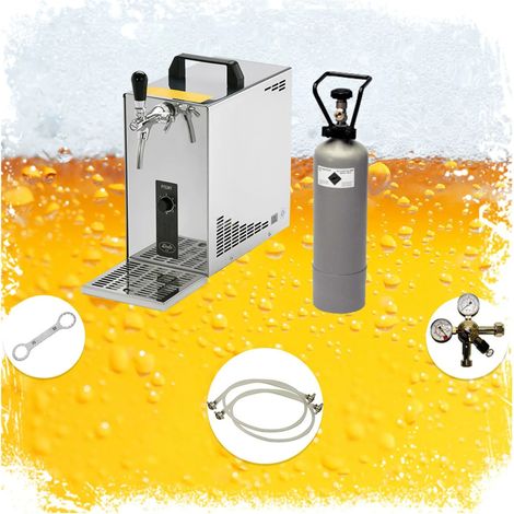 Komplett Set - Zapfanlage, Bierzapfanlage, Bierkoffer, Durchlaufkühler PYGMY 25 LE, 1-leitig Trockenkühler, 30 Liter/h, Green Line, Zapfkopf: Kombi