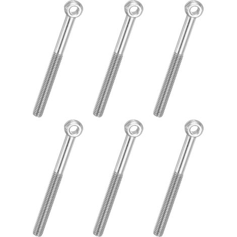 6 Pcs Boulon à Œil M8x90mm Boulon à Œillet de Levage pour Balancement d'Épaule, Vis Poisson en Acier Inoxydable 304, Filetage Métrique à Demi-Denture Trou Coulissant, Argentée (1/5)