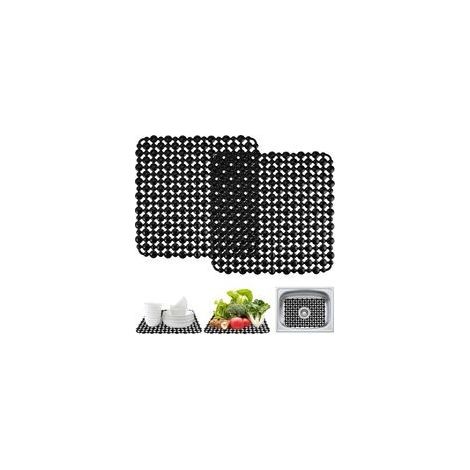 Noir 2 Pièces Tapis Evier Cuisine 28 X 28Cm Tapis D'Évier de Cuisine, Silicone Protection Evier Cuisines, Protege Evier Antidérapant, Tapis Eviertapis D'Évier Découpable pour Vaisselle Et Les Éviers (1/5)