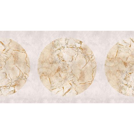 Papier peint panoramique beige pour entrée Tapisserie panoramique imitation marbre Papier peint panoramique à motif doré (1/2)