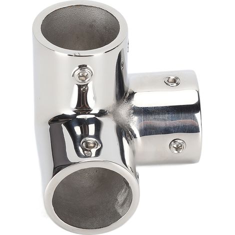 Dreiwege-T-Stück aus hochglanzpoliertem Edelstahl 316 für Yachthandläufe, Rohrbogen Φ22 mm (1/5)
