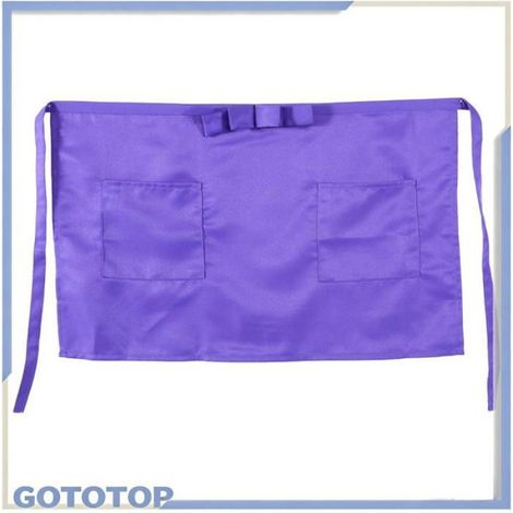 Fdit tabliers de cuisine Tablier taille courte demi-taille 2 poches café restaurant serveur serveuse pub art accessoire Vin Violet (1/5)