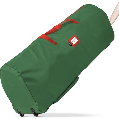 Sac de rangement pour sapin Noël à roulettes zippé étanche la poussière et l'humidité facile déplacer. . Vert (1/4)