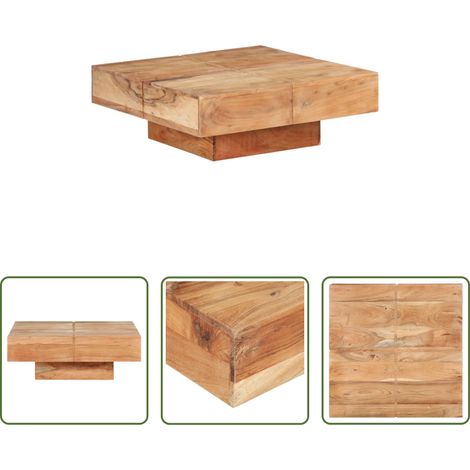 Bois d'acacia - Table basse 80x80x28 cm Bois d'acacia massif (1/5)
