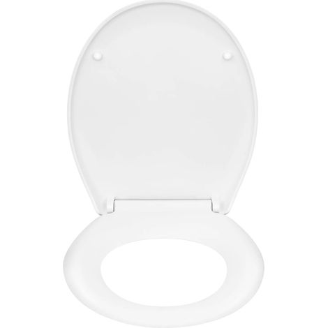 Abattant de toilette en forme de D/O (blanc) avec mécanisme de fermeture amortie, fixation rapide et charnière antibactérienne. Accessoires de salle de bain. (1/5)