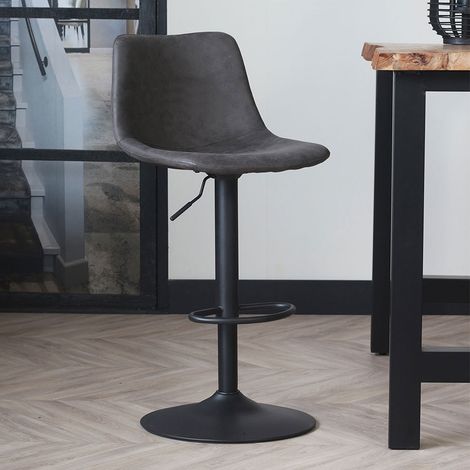 Tabouret de bar industriel pivotant Boran anthracite - Réglable - (1/5)