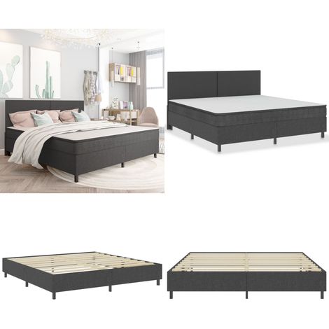 Boxspring-Bettgestell Grau Stoff 200x200 cm - Boxspringbett - Doppelbett - Bettgestell - Bettrahmen - Grau - Home & Living (1/5)