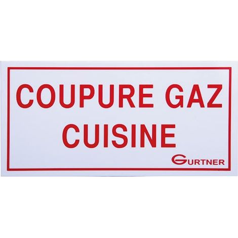 Plaque signalétique "Coupure Gaz cuisine" - 200x100 mm (1/2)
