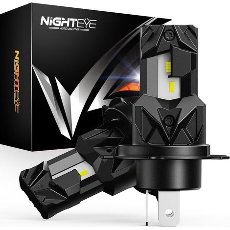 H4 LED Ampoule 18000LM 60W 6500K 1:1 H4 Taille Halogène Plug and Play, Faisceau Net, 50000 Heures, Remplacement Halogène, Sans Polarité, IP68 Etanche, No Fan, Pack of 2 (1/5)
