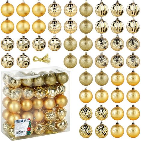 Palline di Natale infrangibili color oro, 6 cm, 50 pezzi. (1/5)