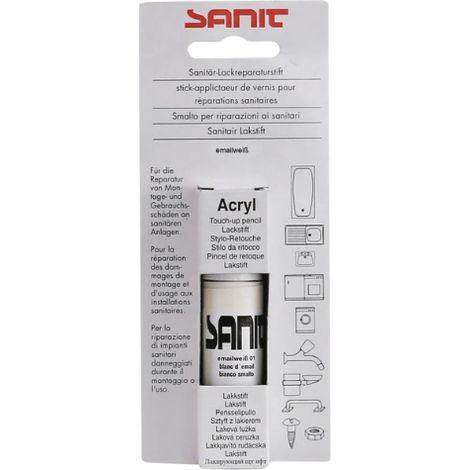 Sanit Lackreparaturstift emailweiß, 1 Stück