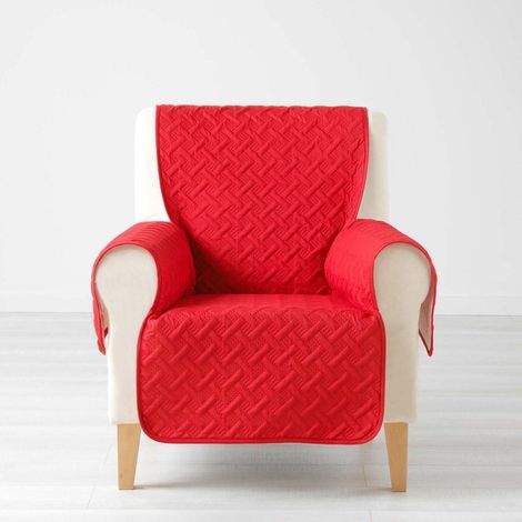 Douceur D'Intérieur – Housse de fauteuil matelassé rouge 165 x 179 cm – Lavable en machine à 30° C – Protection contre l'usure et salissures (1/3)