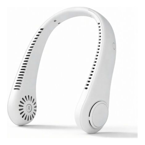 royaluxe-Ventilateur de cou USB sans lames portable 3 vitesses blanc 16,5cm, idéal extérieur, sport et bureau (1/5)