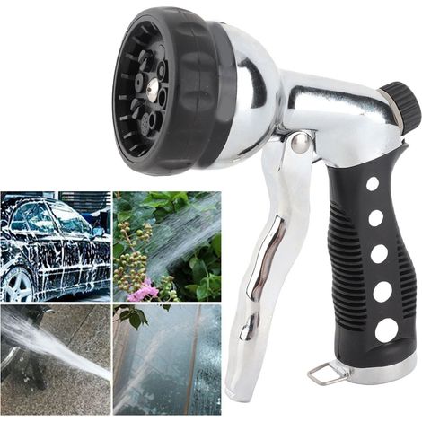 Pistolet de Jet Multifonction Alliage Zinc Noir TPR 168mm Ajustable Haute Pression Lavage Auto et Jardin 3/4" (1/5)