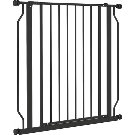 Barrière pour Chien Extensible Réglable pour Escaliers et Portes, Acier ABS, 75-85x76 cm Noir