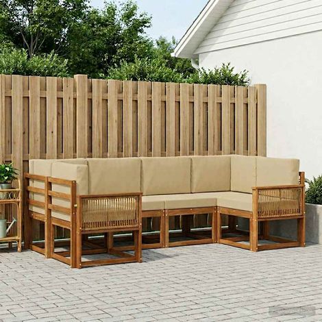 vidaXL Outdoor-Sofagarnitur 6 Stk. Natur und Beige Massivholz Akazie (1/5)