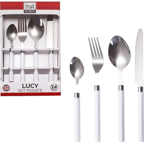 MAURY'S SET POSATE LUCY IN CONFEZIONE DA 24 PEZZI IN COLORE BIANCO