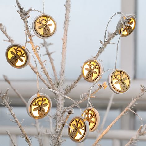 Guirlande Lumineuse En Bois - Motif Renne - LED Blanc Chaud - 8 Lumières - Décoration De Noël (1/5)