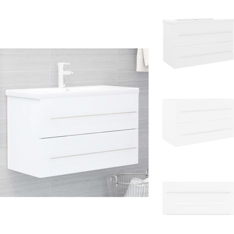 Waschbeckenunterschrank mit Einbaubecken Weiß Holzwerkstoff - Waschbeckenunterschrank - Holzwerkstoff Möbel - Badezimmermöbel - Weißer Waschtisch - Einbauwaschbecken (1/5)