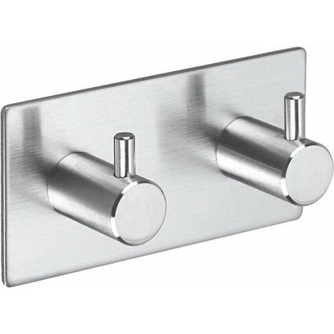 Ganchos autoadhesivos Ulisem para toallas y batas, 2 ganchos de pared, toallero de acero inoxidable para baño y cocina. No requiere taladrar, fácil de instalar. (1/4)