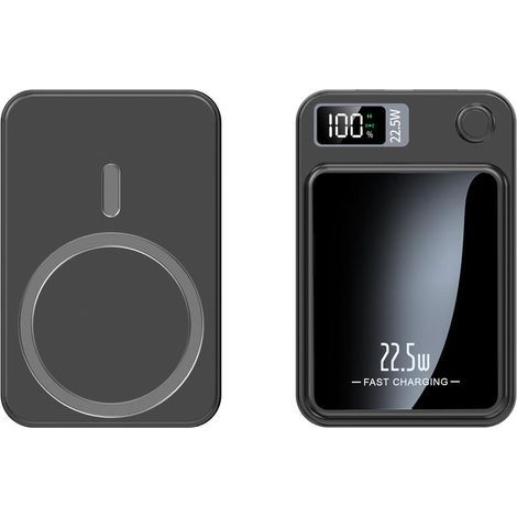 Magnetisk Portabel Laddare 20000 mAh Snabbladdning 22.5W Powerbank Svart (1/5)
