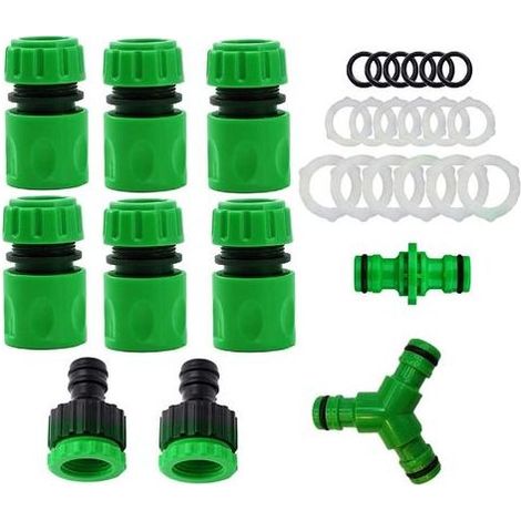 Lot de 10 Raccord Tuyau D'arrosage 3/4" 19mm,Kit de Raccordement de Robinet Tuyau de Jardin -Raccord D'arrosage Rapide,Double Mâle,Séparateur en Y,2en1 Robinet Filetage,Joint de Réparation de Tu (1/5)
