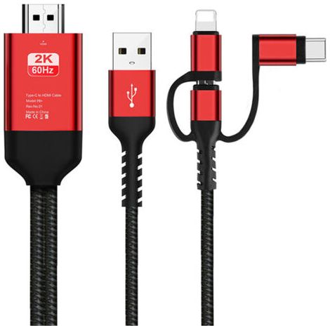 BUNTHAUS PA Adaptateur de câble HDMI 3 en 1 Type C/Micro USB/Mobile MHL vers HDMI Miroir Téléphone vers TV/Projecteur/Moniteur HDTV 1080P pour Téléphone Série XS/Android 5.0 et supérieur IO'S9 (1/4)