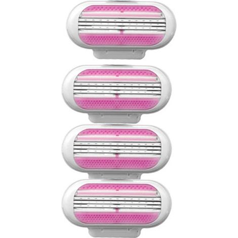 Pack Rose - Rasoir Femme 3 Lames Rechargeables - Aisselles & Jambes (Lot 3 Cartes + 4 Lames de Rechange) (1/5)