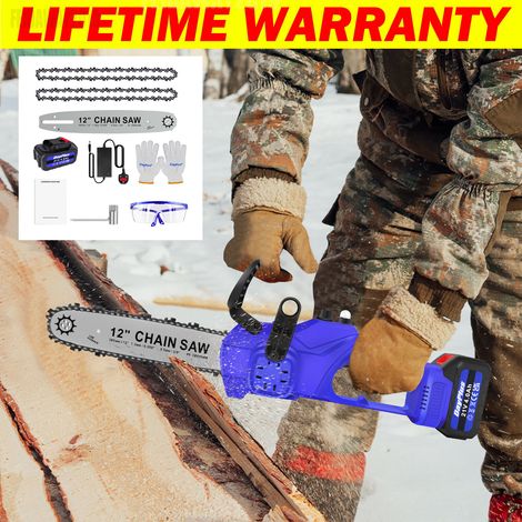 12” inch 4000W Cordless Chainsaw Electric One-Hand Saw Wood Tree Cutter Battery