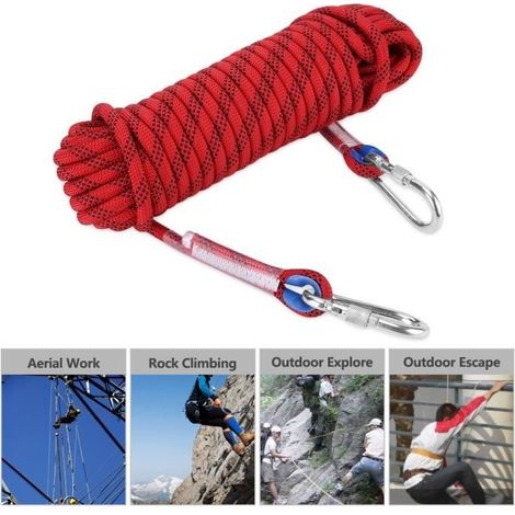 20 m Kletterseil für Fallschirmklettern, Hochleistungsseil 12 mm, Rot (1/3)