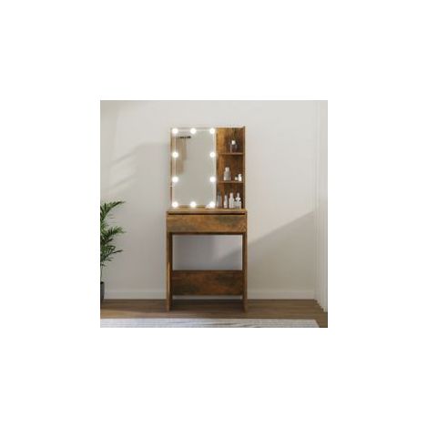 Coiffeuse avec LED Chêne fumé 60x40x140 (1/5)