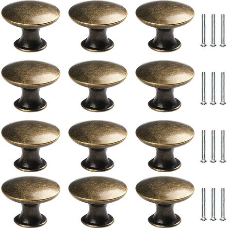 Rond Bouton de Meuble, Boutons de Tiroir Vintage, Laiton Poignées de Meuble, Boutons de Porte pour Placard Armoire Cuisine Tables Chevet (12) (1/5)