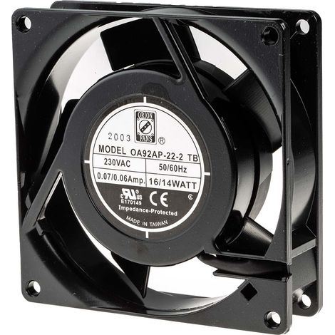 Ventilateur axial RS PRO 230 V c.a., 27cfm, 92 x 92 x 26mm, 10W ( Prix pour 1 ) (1/4)