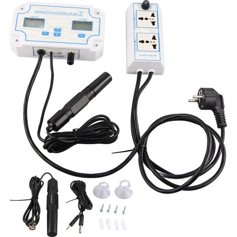 Contrôleur Qualité Eau pH Salinité Température WiFi APP Plug UE 230V Capteur Numérique Surveillance à Distance pour Aquarium Piscine (1/5)