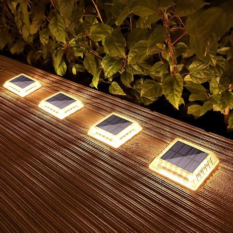 Lampe Solaire Extérieur, 4 Pack 30LM Lampe Solaire au Sol IP68 Etanche Lumière Solaire Jardin Auto On/Off Eclairage Solaire pour Escalier Chemins Allée Patio Pont Dock, Blanc Chaud 2700K (1/5)