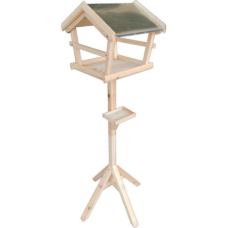 Mangeoire pour oiseaux sauvages en bois de sapin 121 cm design ouvert pratique en bois naturel (1/2)