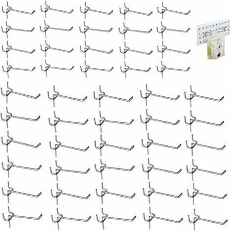 50 Pièces Crochet Mural Perforé, Mur Perforé à Crochet Simple, Crochets Panneaux Perforés, Crochet D'accessoire Mural Perforé, pour Panneau Perforé Porte Panneau Mural, Magasin, 3.3mm, 5cm/10cm,Starli (1/4)
