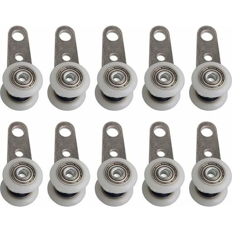 Lot de 10 Roulettes pour baies vitrées ou portes coulissantes - En métal et en plastique - 4,5 X 1,9 Cm (1/5)