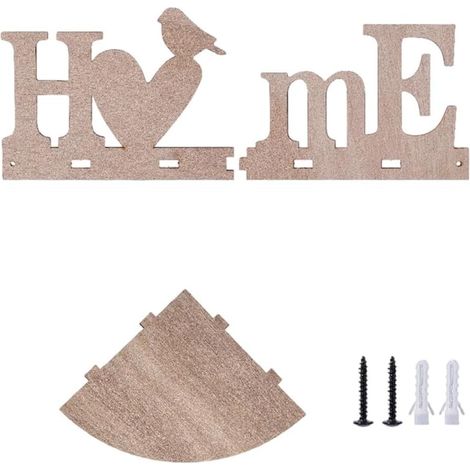 pour étagère Murale pour bois Lettres HOME pour déco Salon (MJ10 paulownia wood) (1/5)