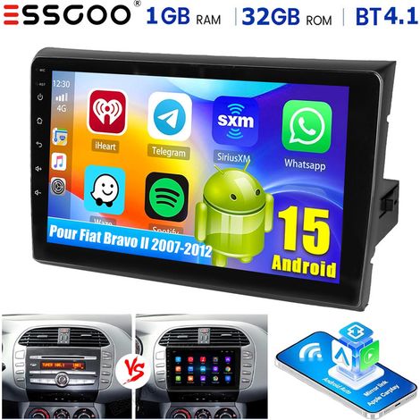 Autoradio DAB+ (en option) 4+64 Go pour Fiat Bravo II 2007-2012 Android 15 avec navigation GPS, Wi-Fi, Bluetooth, FM et RDS - 1+32G (1/5)
