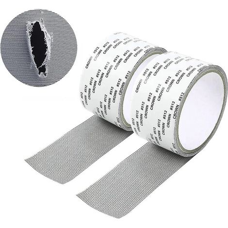 Kit de réparation de fenêtres, 2 rouleaux de ruban adhésif en fibre de verre pour la réparation des moustiquaires, pour insectes. (1/5)