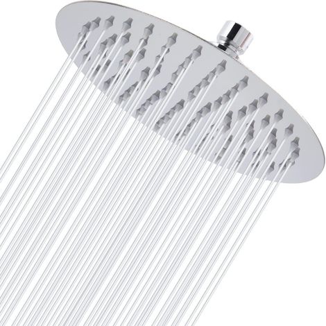 Regenbrause 20cm Edelstahl Rund Chrom mit Hochdruck für niedrigen Wasserdruck (1/5)